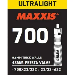 Camera d'aria Maxxis Ultralight 700x23/32 - Presta 48 mm