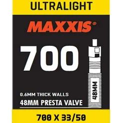 Camera d'aria Maxxis Ultralight 700x33/50 - Presta 48 mm
