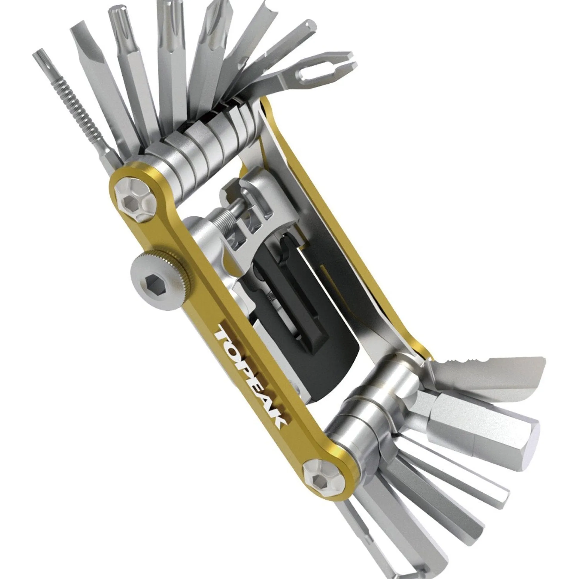 Chiave multiuso Topeak Mini PT30 (30 funzioni) oro con custodia