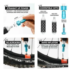 Erogatore CO2 Peaty's Holeshot Head - Blu