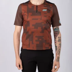 Maglia Jëuf Pro Gravel con zip - Marrone