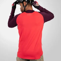 Maglia maniche lunghe Endura Singletrack Fleece - Rosso viola