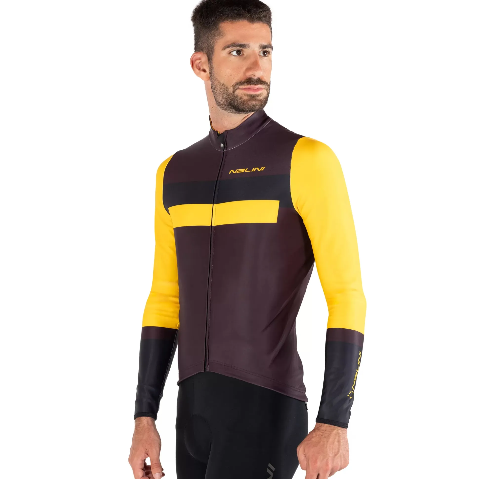 Maglia maniche lunghe Nalini Stelvio - Bordeaux giallo