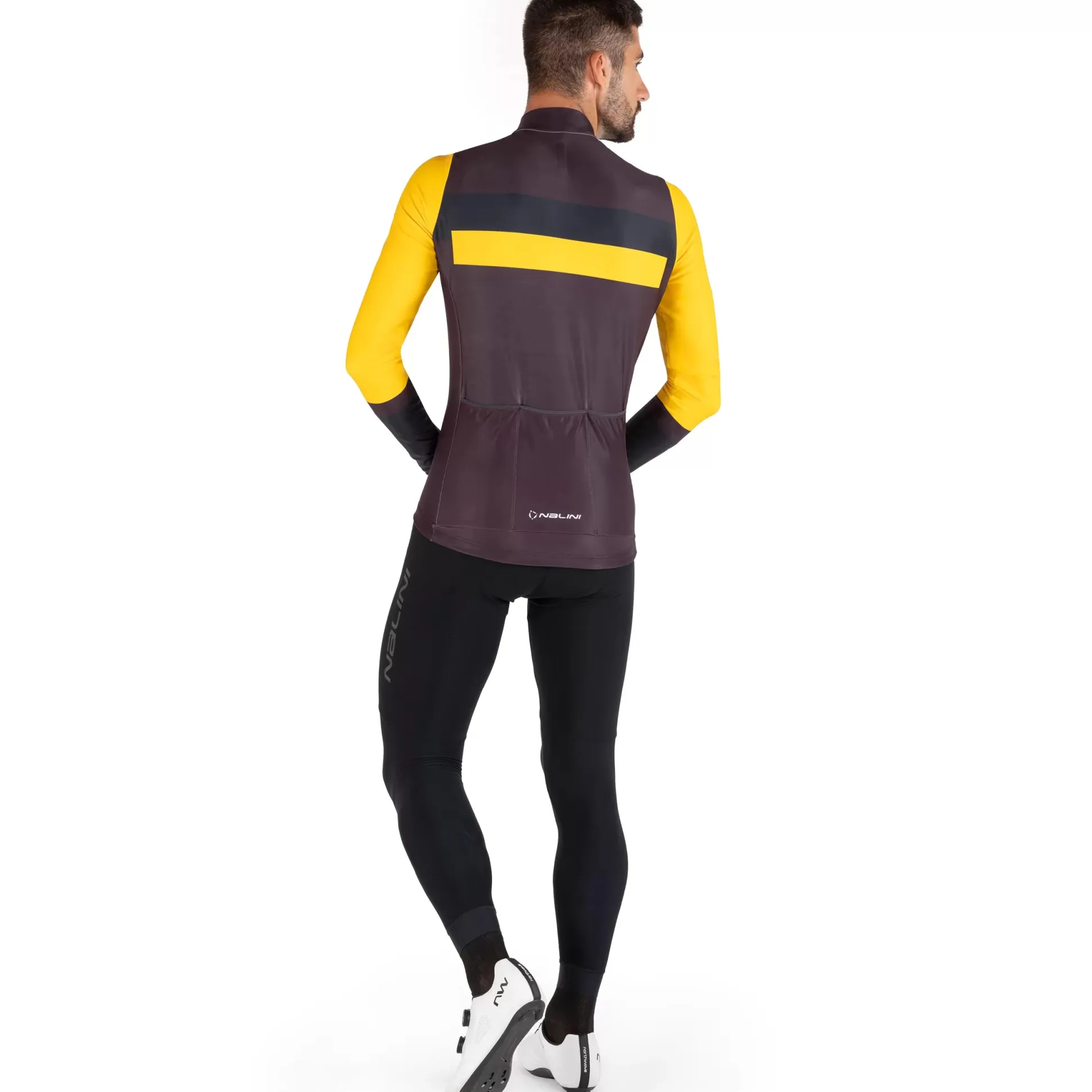 Maglia maniche lunghe Nalini Stelvio - Bordeaux giallo
