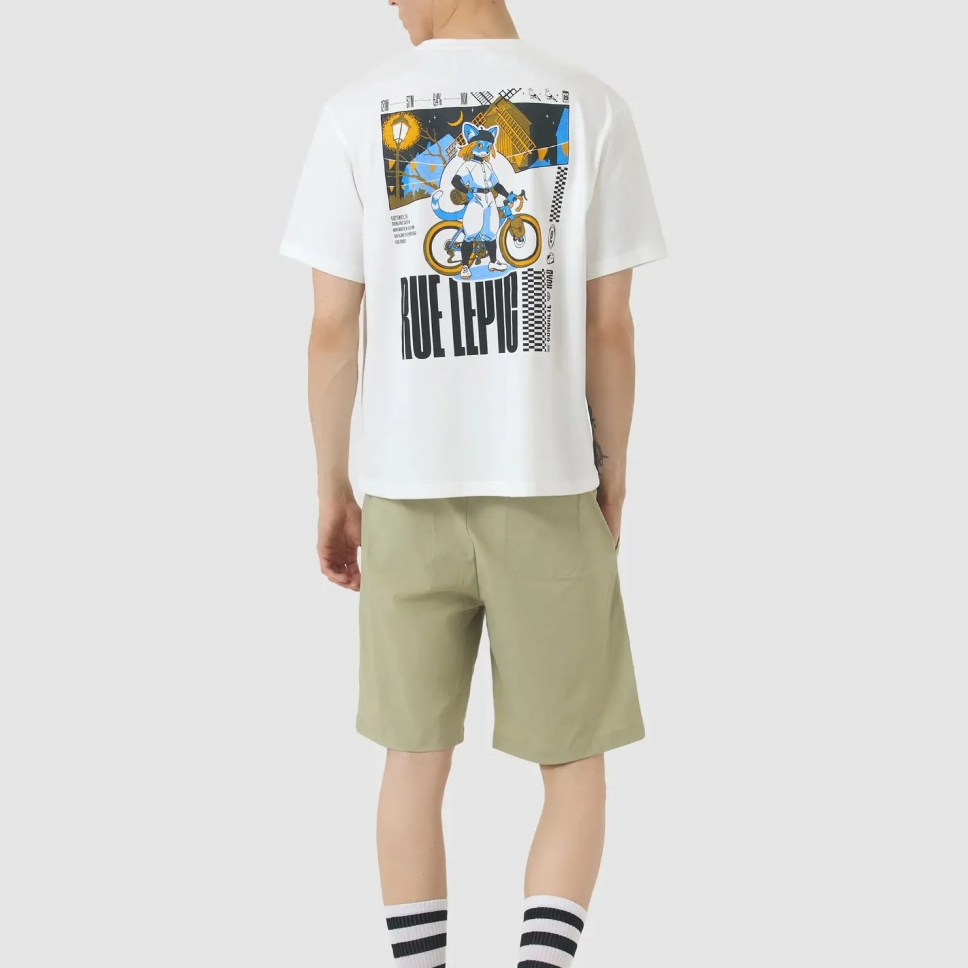 T-Shirt Cafe du Cycliste Col Paris - Bianco