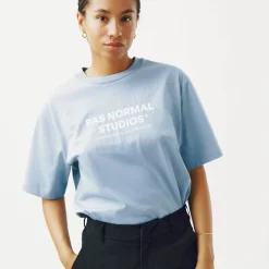 T-Shirt Pas Normal Studios Off-Race Logo - Azzurro