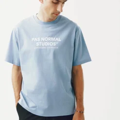 T-Shirt Pas Normal Studios Off-Race Logo - Azzurro